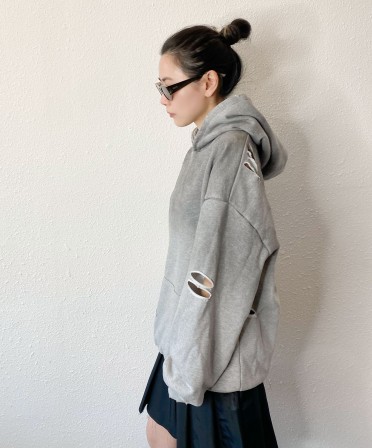 Grey Dirty Paint Hoodie #250105